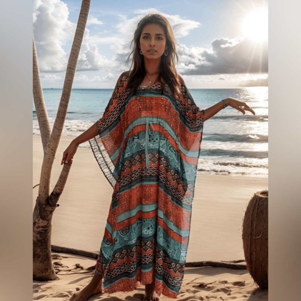 NWOT Plus Size Tall Boho Chic Summer Beach Dress Full Length Outdoor Pool Party - Picture 13 of 15